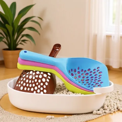 Large Plastic Cat Litter Scoop Pet Cleaning Shovel Deep Hole Poop Scooper Long Handle Litter Box Cleaning Tool For Cats