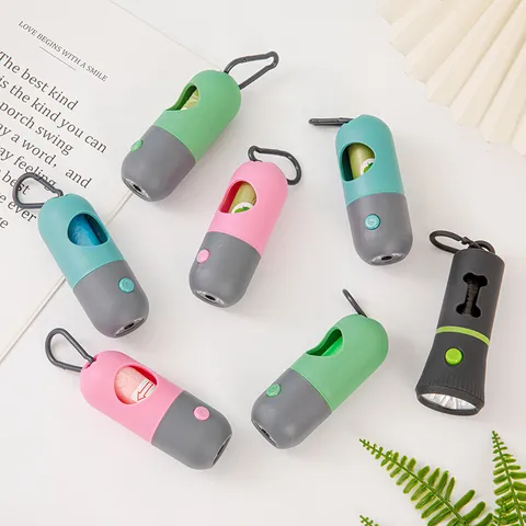 Distributeur Portable de Sacs à Déjections pour Animaux de Compagnie avec Lumière LED Support de Sacs à Caca