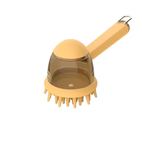 Pet Bath Brush Silicone Cat Dog Massage Brush Dispenser Soft Bristles Portable Pet Grooming Tool For Bathing Cleaning