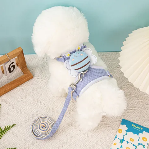 Cute Bee Pet Harness And Leash Set Breathable Mesh Small Dog Cat Vest Adjustable Traction Rope Pet Walking Supplies