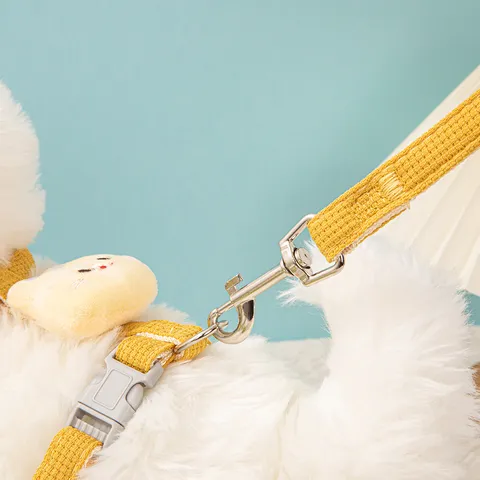 Pet Harness And Leash Set Cute Cartoon Plush Animal Decoration Adjustable Soft Vest Leash For Small Dogs Cats Walking