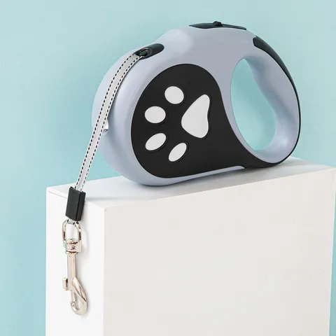 Laisse pour Chien Rétractable Automatique Laisse pour Animal Robuste Avec Éclairage LED Marche de Nuit Empreinte de Patte Laisse de Promenade
