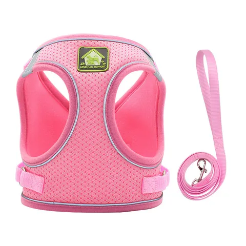 Breathable Reflective Pet Dog Harness And Leash Set Soft Mesh Puppy Chest Strap Walking Lead For Small And Medium Dogs