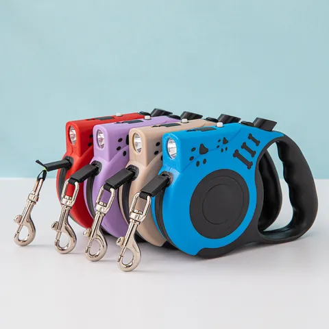 Retractable Dog Leash With LED Light ABS Plastic Material Ergonomic Handle Traction Rope For Walking Pets Outdoor