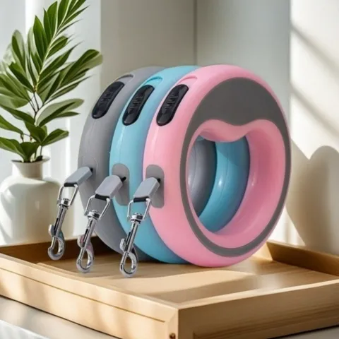 Laisse pour Chien Rétractable ABS Laisse de Marche Résistante Avec Poignée Anneau Ergonomique Frein Anti-nœuds