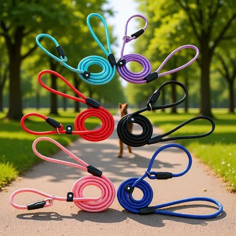 Durable Nylon Braided Pet Dog Slip Lead Leash Anti-Pull Training Leash Adjustable Heavy Duty Dog Leash For Outdoor Walking Pets