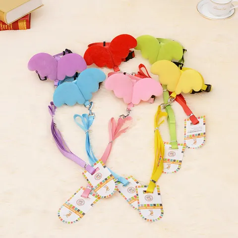 Cute Angel Wings Pet Harness And Leash Set Soft Polyester Adjustable Chest Strap For Small Cats And Dogs Outdoor Walking