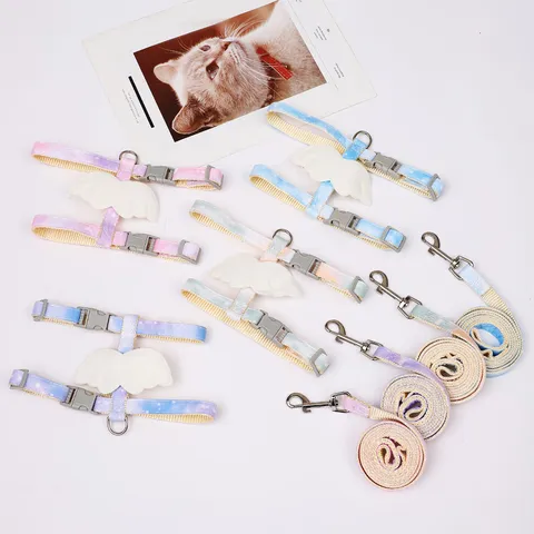 Gradient Angel Wings Cat Harness And Leash Set Anti Escape Pet Walking Strap