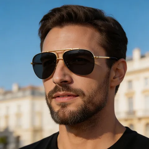 Occhiali Da Sole Aviator Da Uomo Retro Doppio Ponte Mezza Montatura Metallo PC Protezione UV400 Occhiali Moda