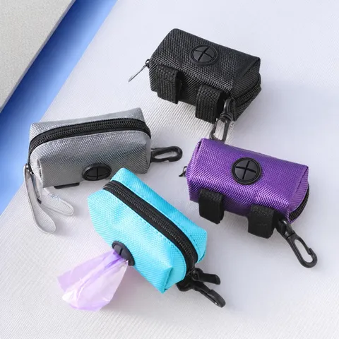 Portable Pet Waste Bag Holder Dog Poop Bag Dispenser With Zipper Hook And Velcro For Outdoor Walking Pet Cleaning Supplies