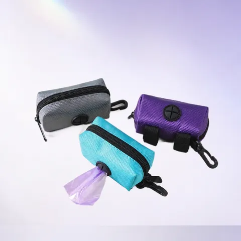 Portable Pet Waste Bag Holder Dog Poop Bag Dispenser With Zipper Hook And Velcro For Outdoor Walking Pet Cleaning Supplies