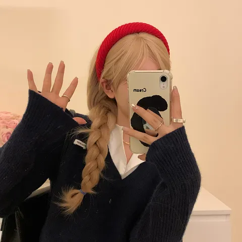 Koreaanse Stijl Brede Gebreide Stirnband Zoet Zacht Verdikt Garen Haarband Elegant Haarklemmen Voor Dames Dagelijks Casual