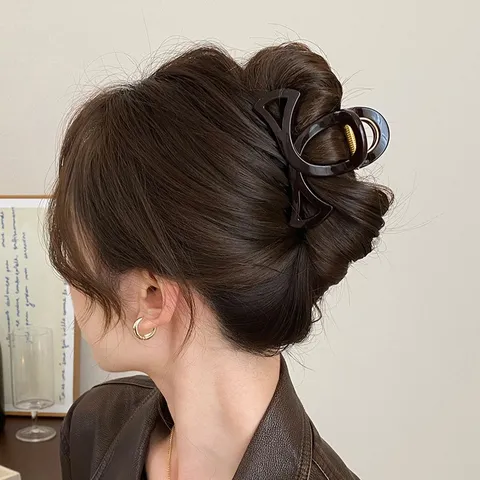 Eleganti Pinze per Capelli Geometriche Svuotate in Plastica PC Tartarugato Ambra Clip di Squalo per Acconciature a Semiraccolto Pendolari Accessori Donna