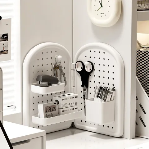 Desktop Lochwand Aufbewahrungsregal Faltbarer Kunststoff Büro Schreibwaren Kosmetik Organizer Kleinigkeiten Ständer Heimdekoration