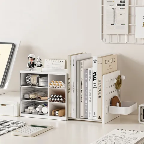 Ausziehbare Schreibtisch Aufbewahrungsbox Kunststoff Multifunktionaler Organizer Mit Schubladen Stiftehalter Und Buchständer Für Büro Zuhause