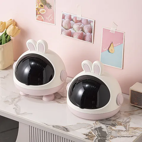Niedliche Kaninchen Desktop Aufbewahrungsbox Kunststoff Kawaii Organizer Schreibtisch Halter mit Deckel