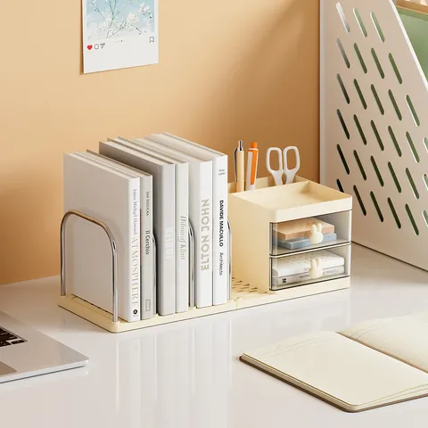 Minimalistisch Kunststoff Desktop Buchstütze Organizer Mit Aufbewahrungsbox Büro Schüler Schreibwaren Bücherregal