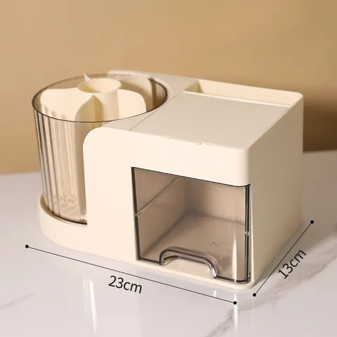 Minimalistischer Drehbarer Stifthalter Kosmetikbox Kunststoff Multifunktionaler Make-Up-Organizer Mit Spiegel Für Büro