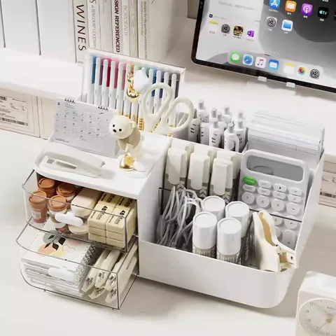 Plastik Desktop Aufbewahrungsbox Stifthalter Mit Klaren Schubladen Multifunktionaler Schreibtisch Organizer Für Büro Schreibwaren