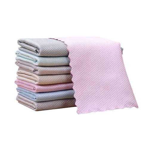 Paño de Limpieza de Microfibra con Escamas de Pez Cocina Paño Absorbente sin Pelusa Toalla para Vidrio Hogar