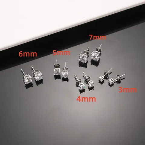 Boucles d'Oreilles Clous Rondes en Zirconia Avec Tige en Argent Sterling 925 Hypoallergénique Bijoux d'Oreille Cuivre Femme