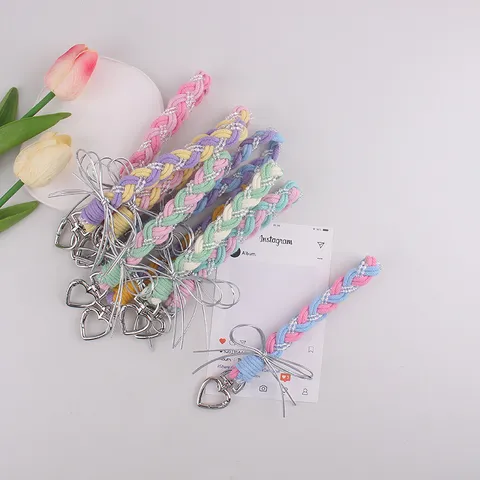 Handgeweven Kunstparel Strik Telefoonkoord Esthetisch Hart Sluiting Tas Hanger Zoete Kralen Sleutelhanger Riem Ornament Vrouwen