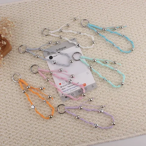 Handgeweven Sleutelhanger Fris Kleurrijk Waskoord Telefoonkoord Anti Verloren Sterhanger Tas Hangend Ornament Vrouwen Sieraden Cadeau