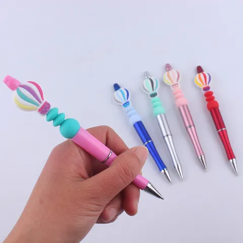 DIY Beaded Ballpoint Pen Creative Hot Air Balloon Silicone Beads Ballpoint Pen Colorful Writing Pen For Office School Students