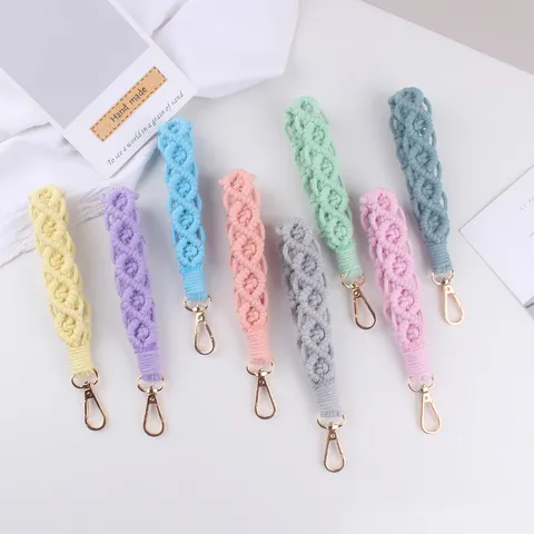 Handgewebter Schlüsselanhänger Kreative Baumwolle Makramee Schlüsselring Halter Für Taschen Brieftasche Boho Deko Anhänger Geschenk