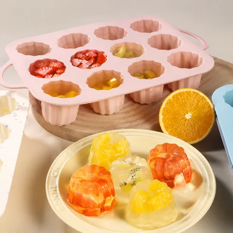 Molde para Pastel Canelé de Silicona de 12 Cavidades Bandeja para Hornear para Mousse Pudín Gelatina