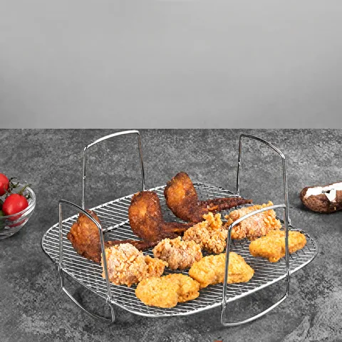 304 Stainless Steel Air Fryer Rack Square Steaming Rack Dehydrator Rack Grill Net Baking Tray Kitchen Cooking Accessories