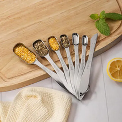 Stainless Steel Measuring Spoon Set Double Scale Baking Spoons Kitchen Cooking Coffee Measurement Tool Gadgets