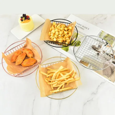 Stainless Steel French Fries Basket Fried Chicken Food Storage Container Wire Fry Basket Kitchen Dining Tableware