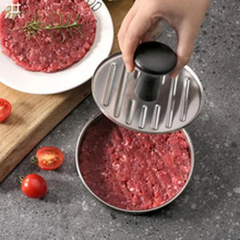 Prensa para Hamburguesas de Acero Inoxidable 304 Resistente Antiadherente Molde para Carne de Cocina BBQ Herramienta