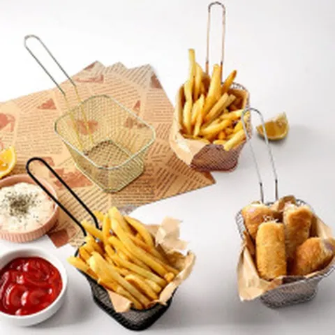 Stainless Steel French Fry Frying Basket Mini Mesh Food Strainer Oil Draining Basket for Kitchen Restaurant Snack