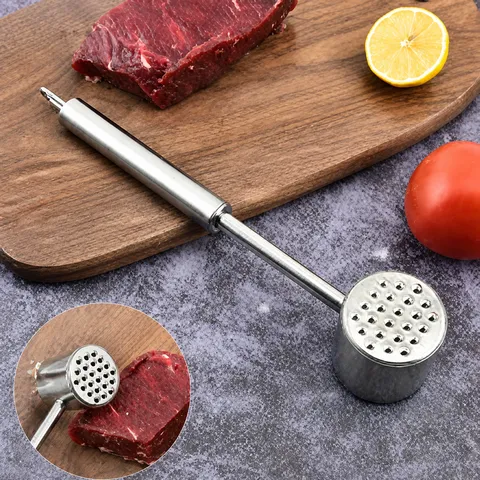 Stainless Steel Meat Tenderizer Hammer Double Sided Mallet Meat Pounder Kitchen Tool For Steaks Beef