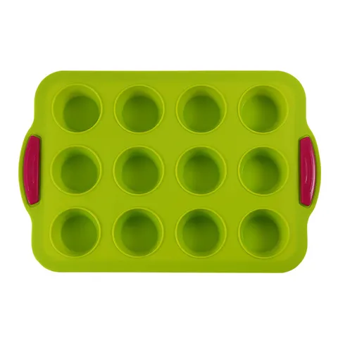 Moule À Muffin Et Cupcake En Silicone Antiadhésif Plaque À Pain Ronde Avec Poignée Anti-Brûlure Pour Four Cuisine Maison