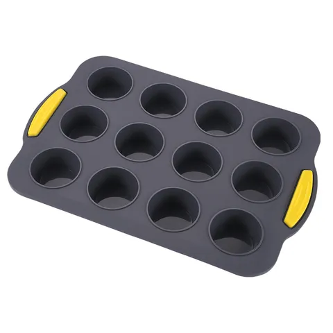 Moule À Muffin Et Cupcake En Silicone Antiadhésif Plaque À Pain Ronde Avec Poignée Anti-Brûlure Pour Four Cuisine Maison