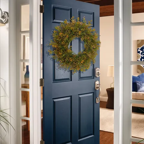 Autumn Thanksgiving Wreath Artificial Boxwood Gypsophila Eucalyptus Wreath For Front Door Wall Decor Fall Harvest Home Ornament
