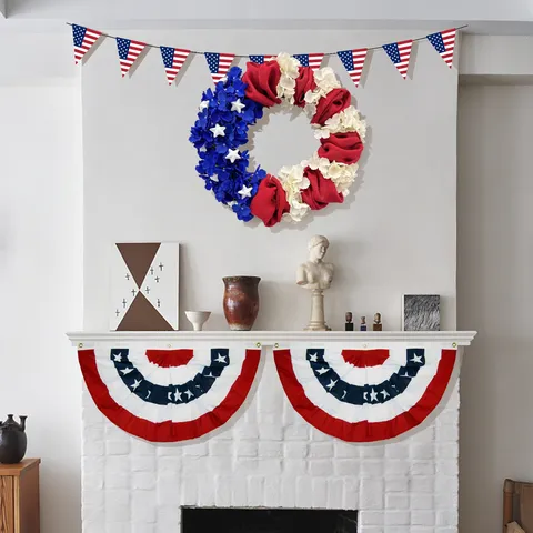 Amerikanischer Unabhängigkeitstag Kranz Rot Weiß Blau Sackleinen Blume Sterne 4. Juli Haustür Aufhängen Patriotische Party Dekoration