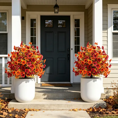 Autunno Campanella Artificiale Eucalipto Paletti da Giardino Tessuto di Seta Piante Artificiali Mazzo di Fiori Decorazione di Lusso Esterno Cortile Giardino Decor