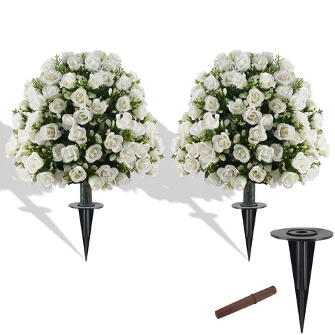 Faux Rose Topiary Garden Stake Outdoor Artificial Rose Ball Flower Tree For Patio Yard Home Decoration Ornaments