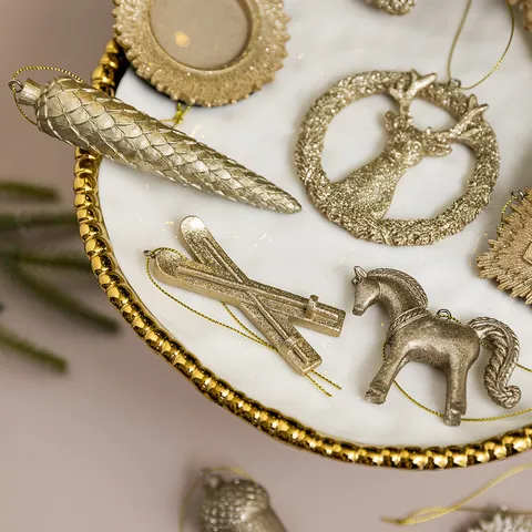 Champagner Harz Weihnachtsbaumschmuck Elch Tannenzapfen Flügel Nussknacker Hängeanhänger DIY Fotorahmen Nordische Feiertagsdekoration