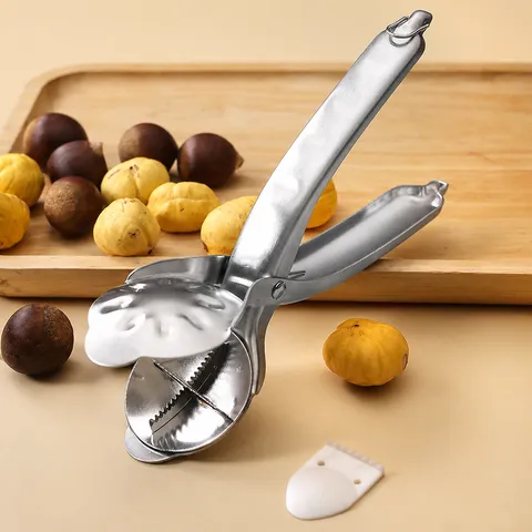 304 Stainless Steel Chestnut Opener Nut Cracker Heavy Duty Walnut Pliers Cross Serrated Shelling Tool Kitchen Gadget