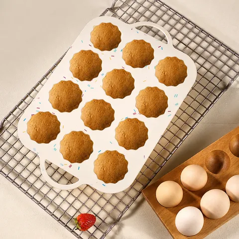 Molde para Pastel Canelé de Silicona de 12 Cavidades Bandeja para Hornear para Mousse Pudín Gelatina