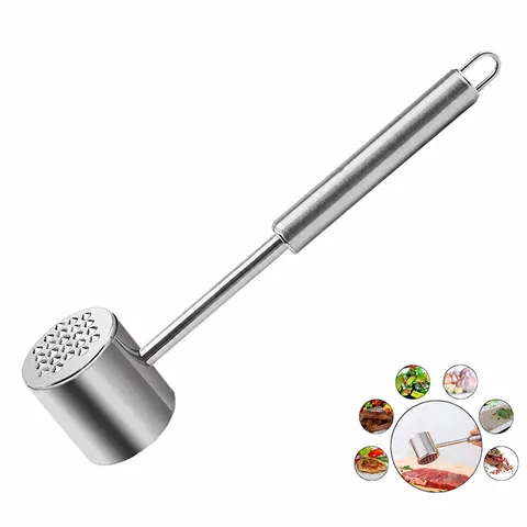 304 Stainless Steel Meat Tenderizer Hammer Double Sided Heavy Duty Mallet Pounder Tool for Kitchen Cooking