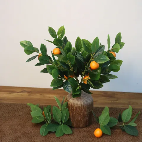 Ramo Di Foglie Di Limone Arancio Artificiale Finta Pianta Di Verdura Per Arredamento Tavolo Soggiorno Casa Rami Di Frutta In Plastica