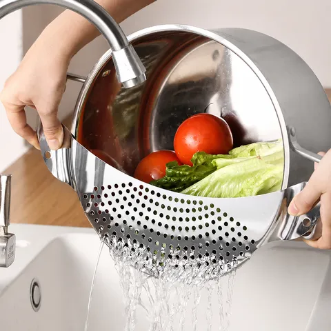 Edelstahl Topfrand Abtropffläche Küche Obst Gemüse Wasserfilter Rückstandssieb Leitblech Kochwerkzeug