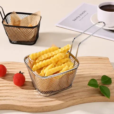 Stainless Steel French Fry Basket Mini Deep Fry Strainer Food Presentation Holder Restaurant Snack Fryer Basket Kitchen