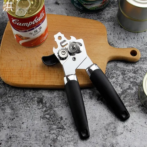 Abrelatas Manual Abrelatas de Acero Inoxidable Resistente Con Mango Ergonómico Antideslizante Herramienta de Cocina Multifuncional